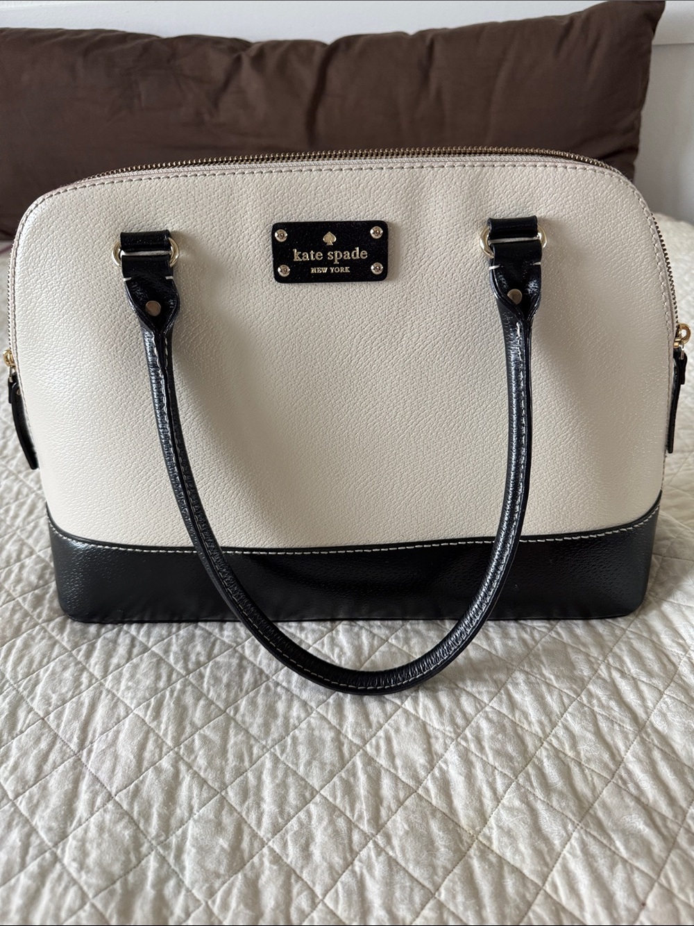 ♠️kate spade♠️ Two-Tone Cream and Black Dome Satchel